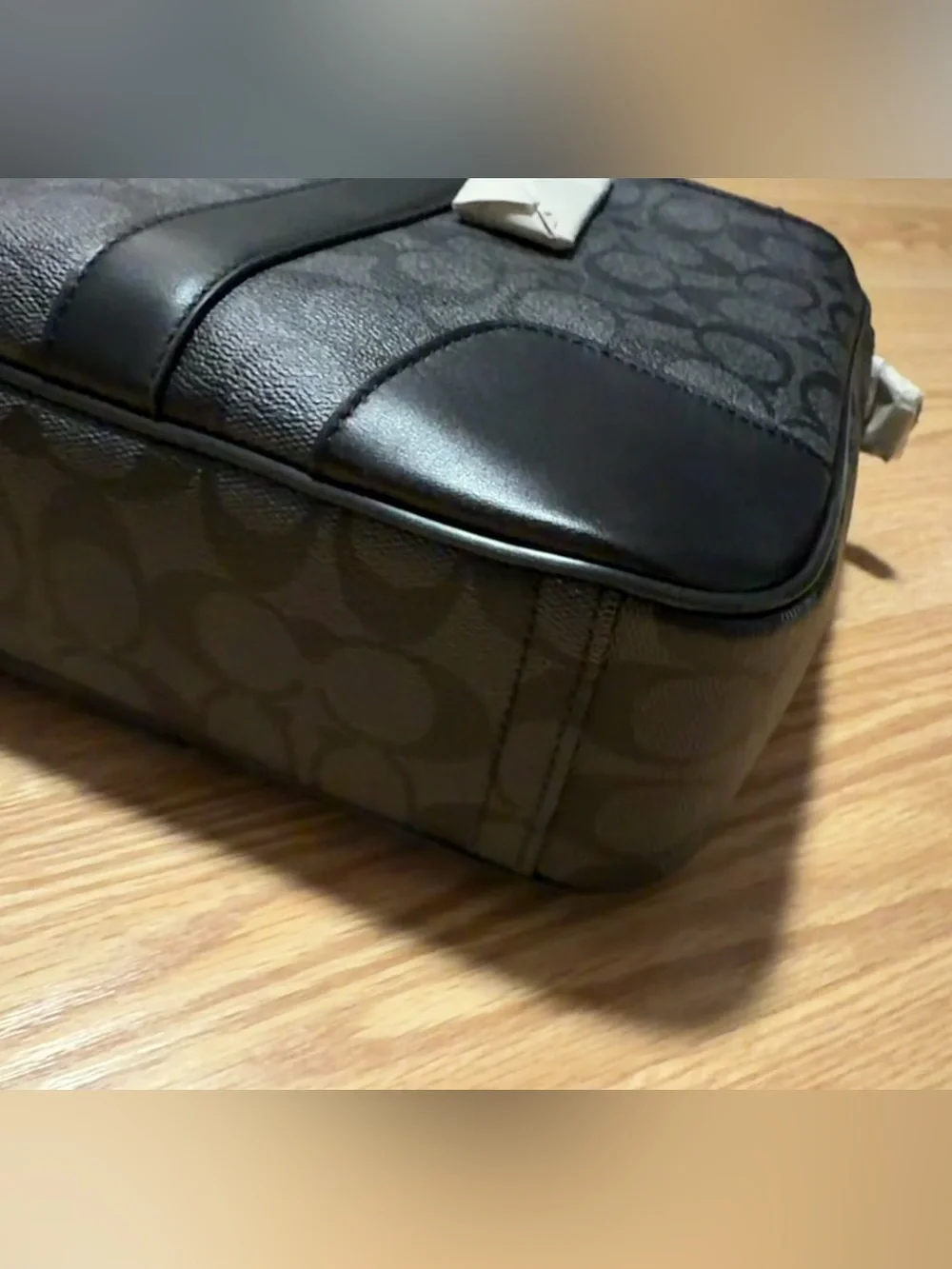 Coach Men's Charcoal Signature Briefcase with Black Trim